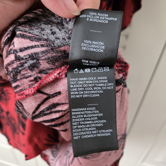 Harley Davidson Tropical Men's Shirt Red Allover Print Motorcycle Size 5XL #089 - Picture 7 of 8